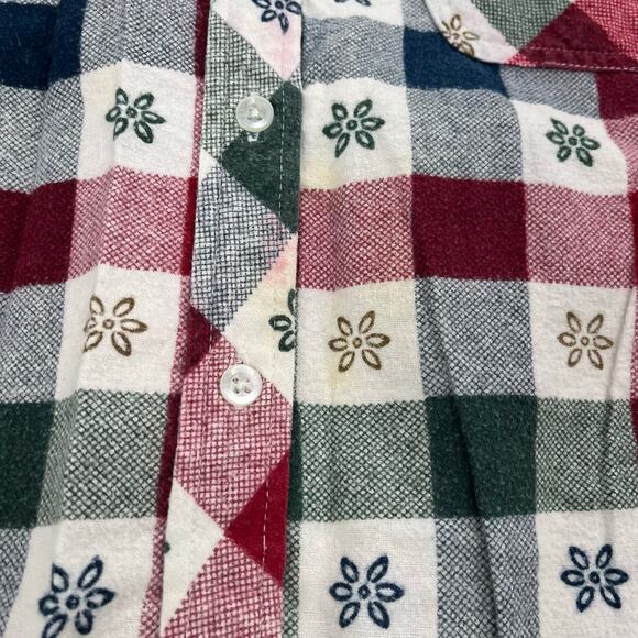 American Sweetheart Flannel Soft Fall Plaid Floral Long Sleeve Button Down Shirt - Picture 5 of 9